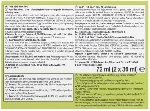 Duck Fresh Discs Lime - Żelowy Krążek Do Toalety 72ml (2 x 36ml)